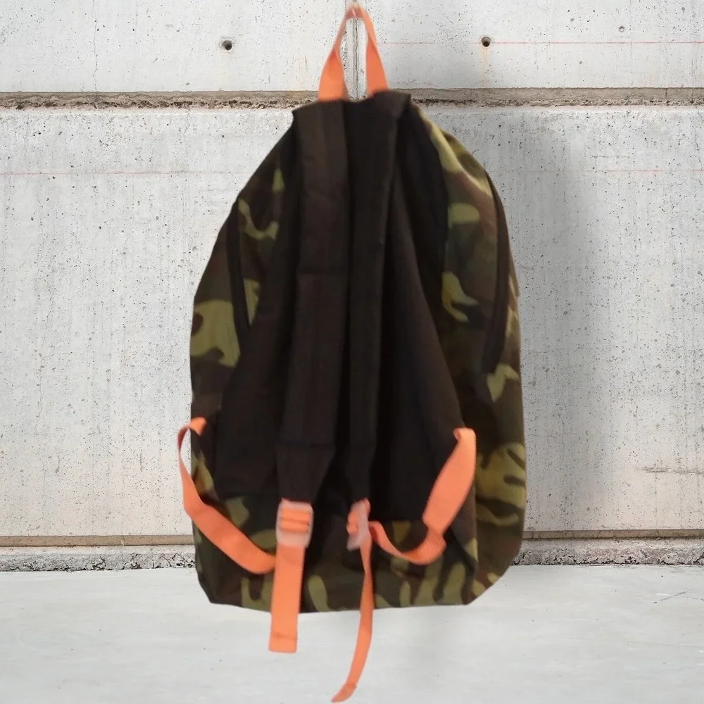 Camouflage Orange Trim Backpack/ Laptop Bag Unisex Medium Bag RN#‎ 93551